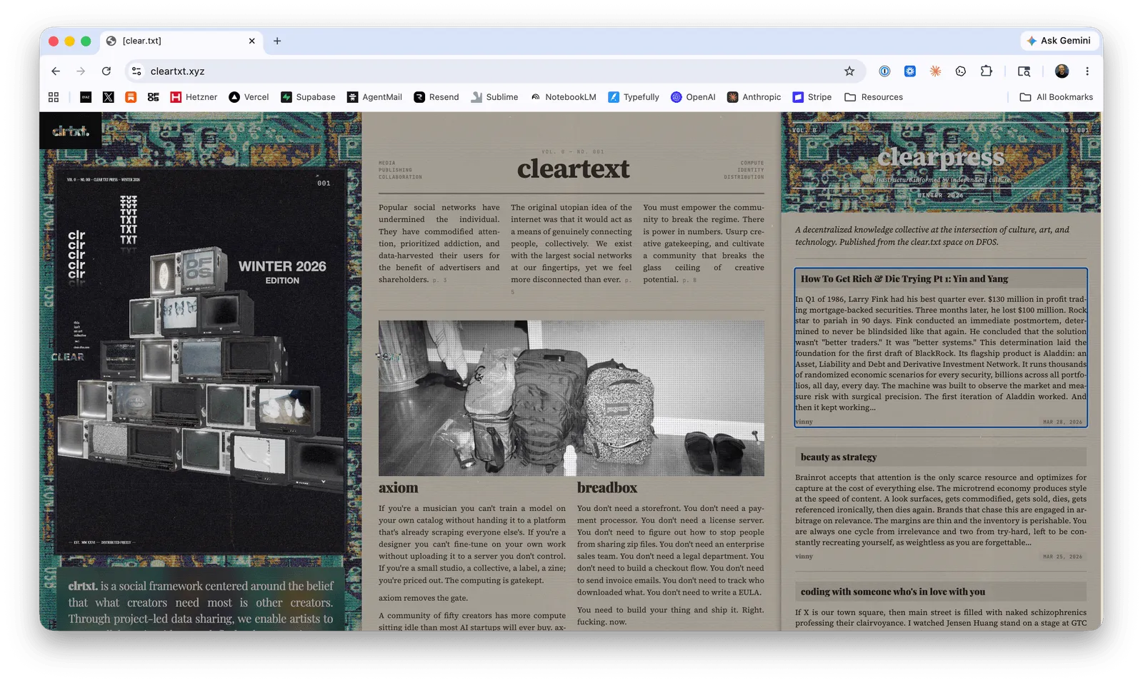 Cleartext homepage